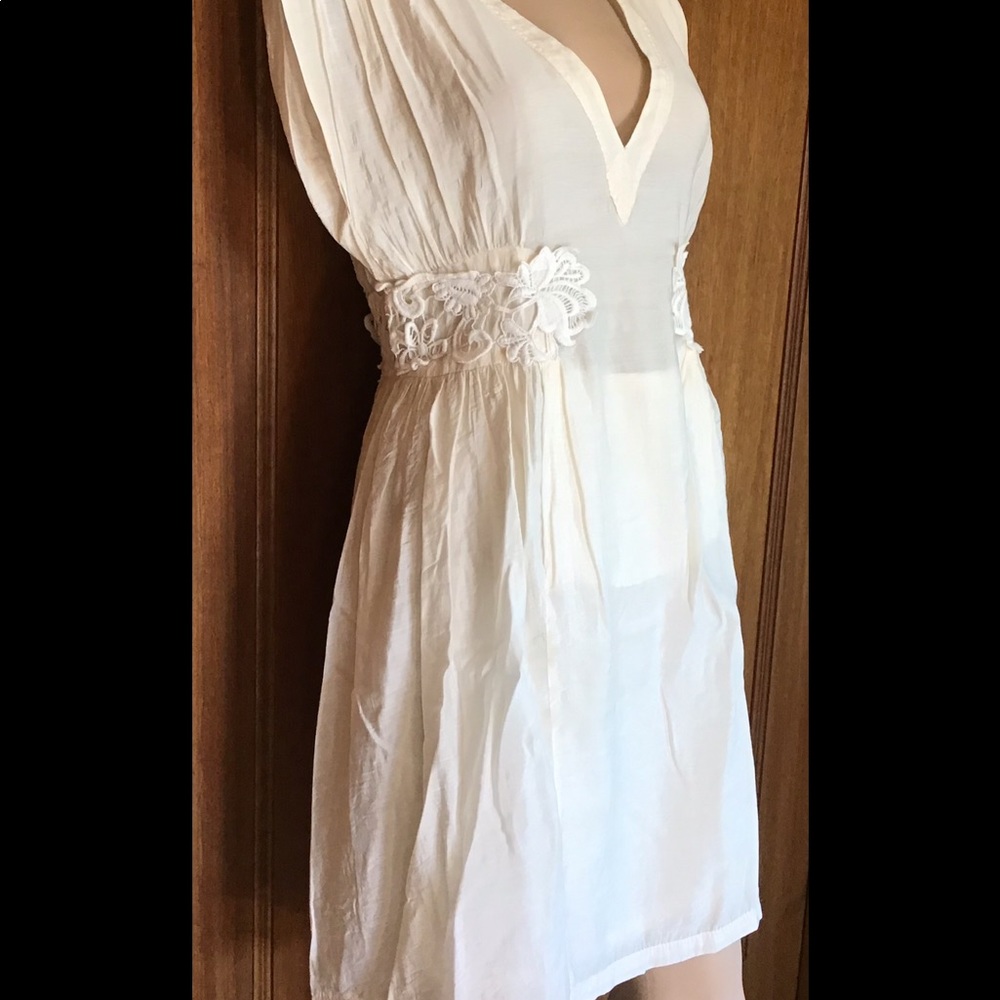 MAJE French mini dress champagne cream V neck